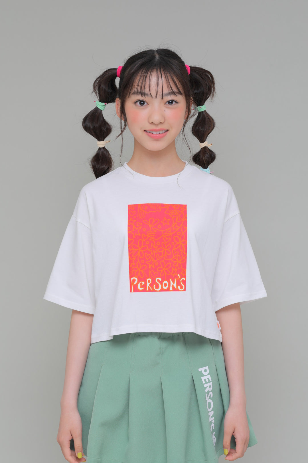 プリントイラスト　クロップドTシャツ / KFPC51-6003