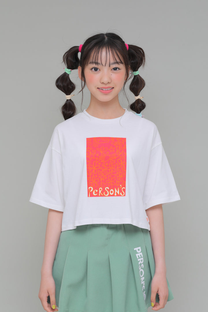プリントイラスト　クロップドTシャツ / KFPC51-6003