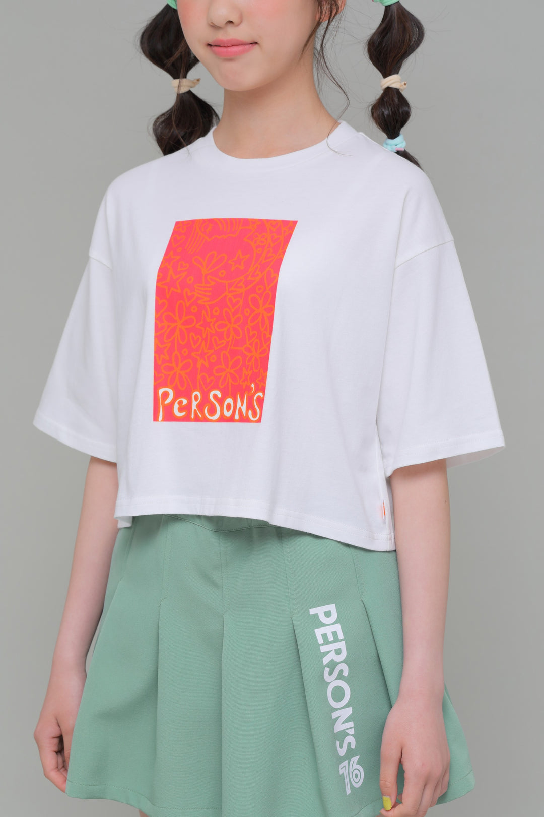 プリントイラスト　クロップドTシャツ / KFPC51-6003