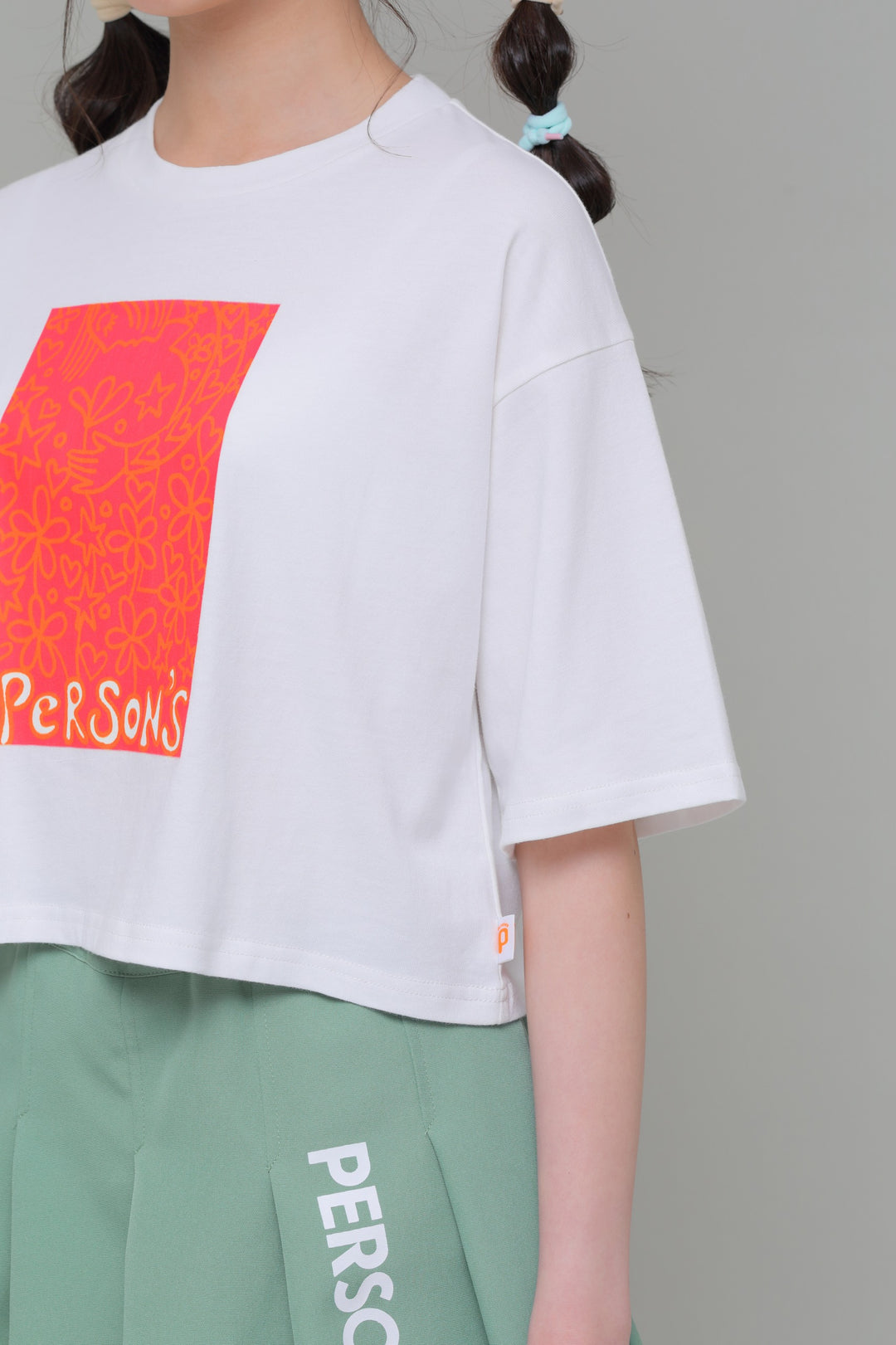 プリントイラスト　クロップドTシャツ / KFPC51-6003