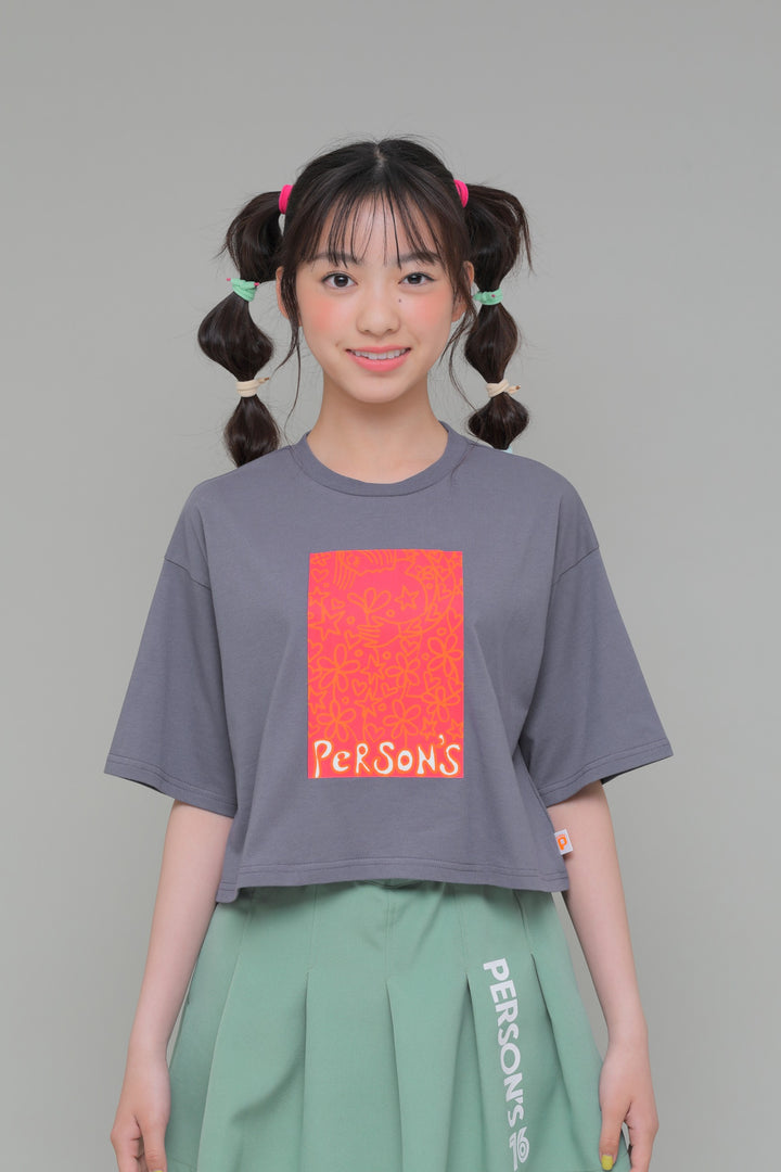 プリントイラスト　クロップドTシャツ / KFPC51-6003