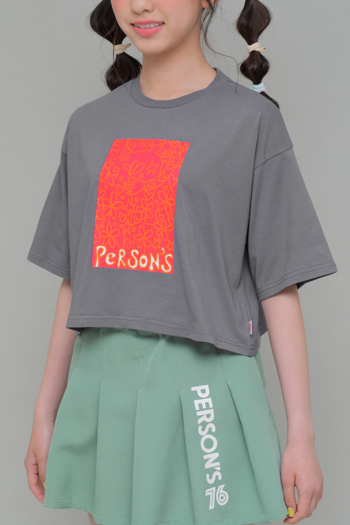 プリントイラスト　クロップドTシャツ / KFPC51-6003
