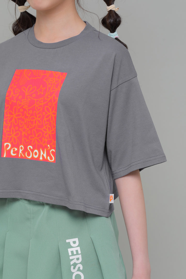 プリントイラスト　クロップドTシャツ / KFPC51-6003