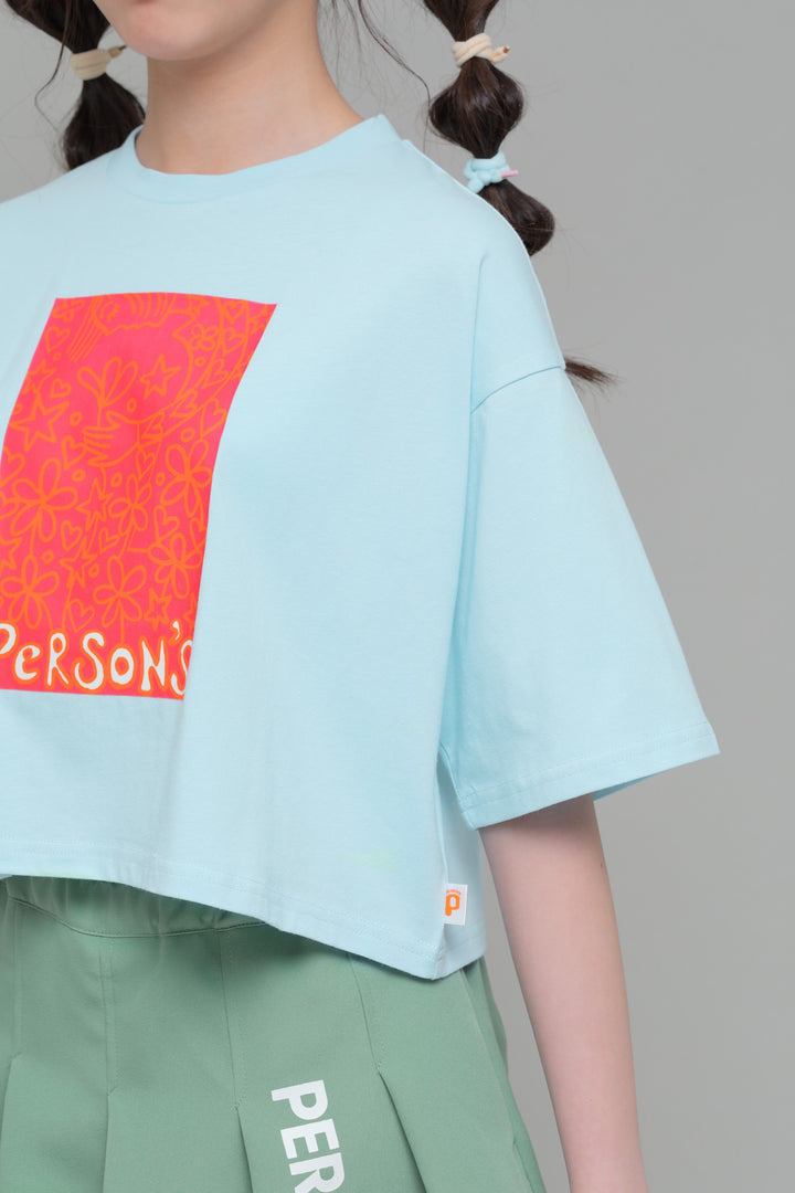 プリントイラスト　クロップドTシャツ / KFPC51-6003